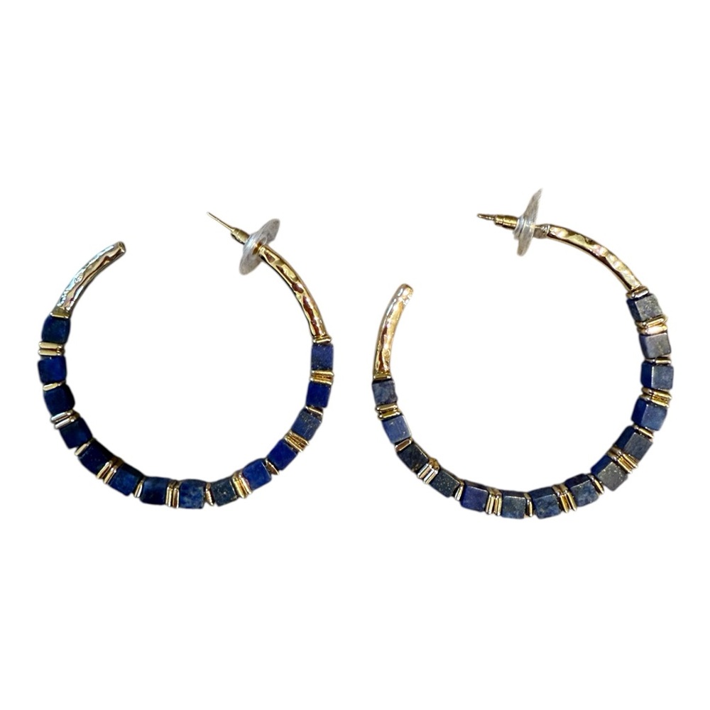 Kendra Scott Blue and Gold Hoop Earrings